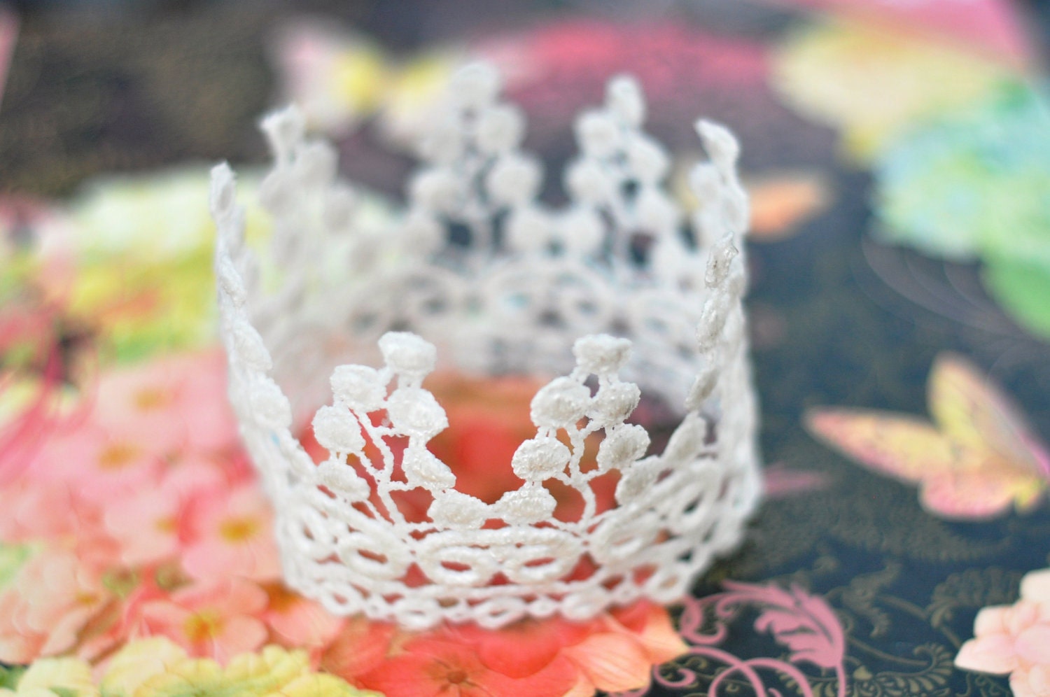 NEW Gorgeous Lace Crown Fascinator Headband - Crown Jewels Collection - Princess Peridot