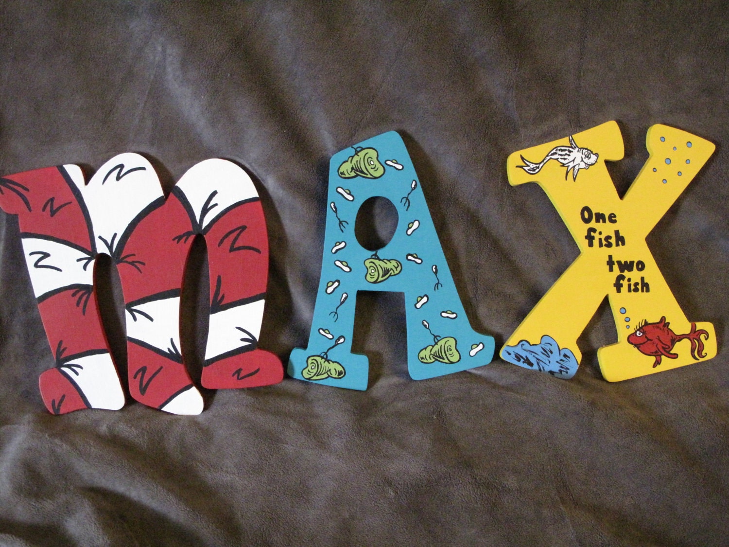 Reserved for Andie Dr. Seuss Inspired Hand Painted Letters
