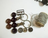 VINTAGE buttons and bobbin. Use for shadow boxes, steampunk jewelry, ALTERED art, mixed media art, ASSEMBLAGE.