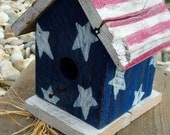 Reclaimed Wood Americana Flag Birdhouse Fourth of July Patriotic President's Day