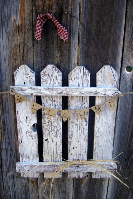 Rustic Picket Fence Door Hanger Welcome Home Decor