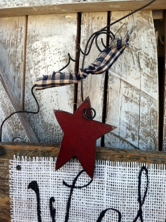 Rustic Americana Patriotic Fourth of July Independence Day Personalized Burlap Welcome Sign