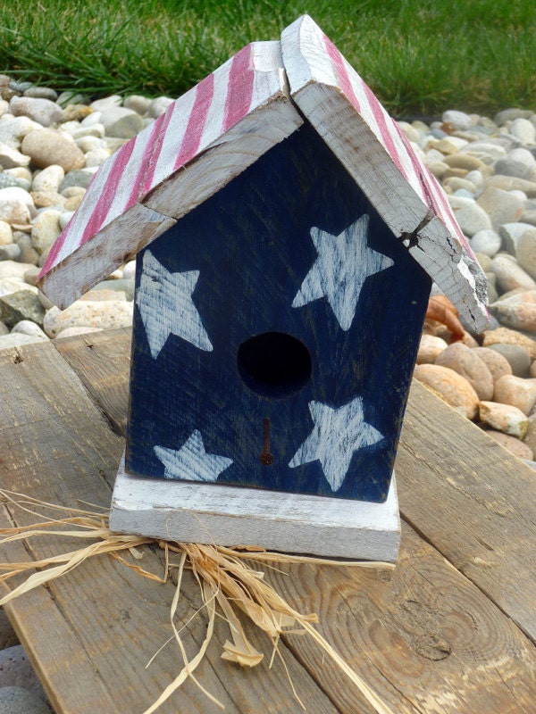 Reclaimed Wood Americana Flag Birdhouse Fourth of July Patriotic President's Day