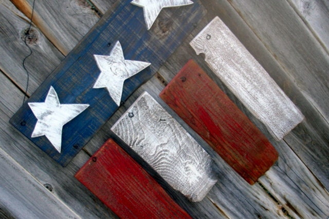 Rustic Reclaimed Wood Americana Flag Fourth of July Memorial Day President's Day Decor