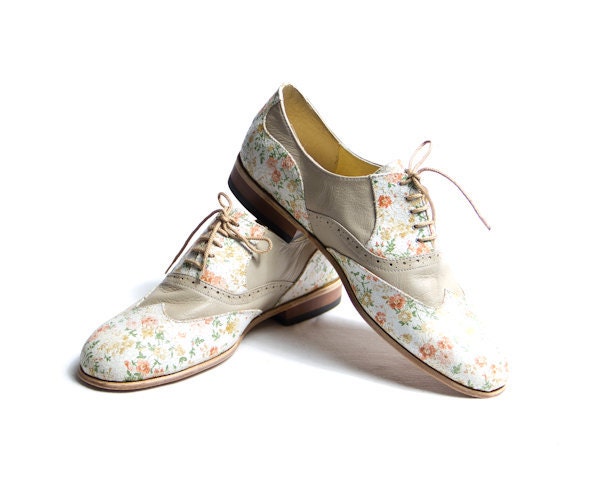 flower pattern and beige oxford shoes - FREE WORLDWIDE SHIPPING