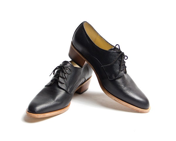 black derby shoes cuban heel - FREE WORLDWIDE SHIPPING