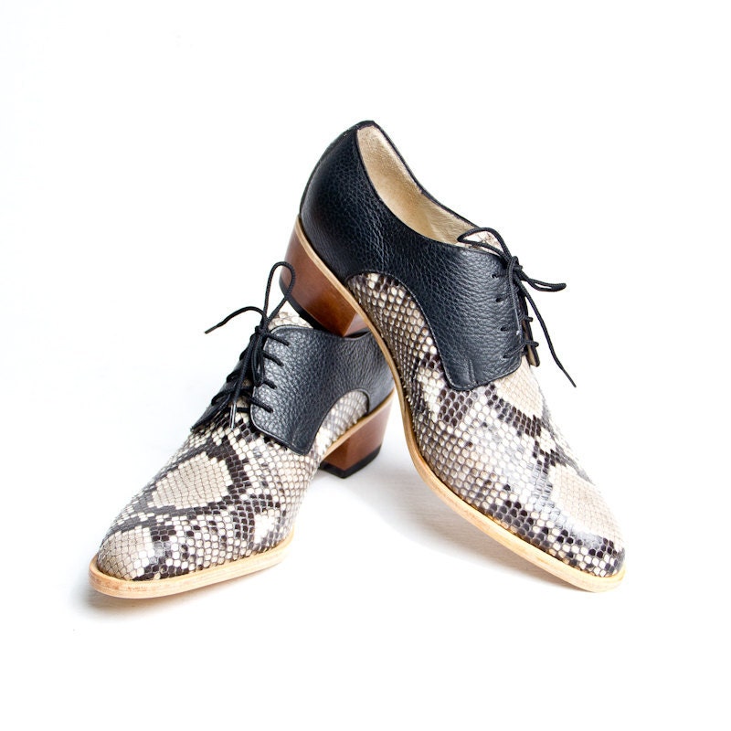 Python skin derby shoes cuban heel - FREE WORLDWIDE SHIPPING
