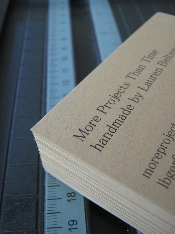 Personalized Business Cards in Natural Kraft Brown - Set of 100 - Modern Fonts and Colors Il_570xn