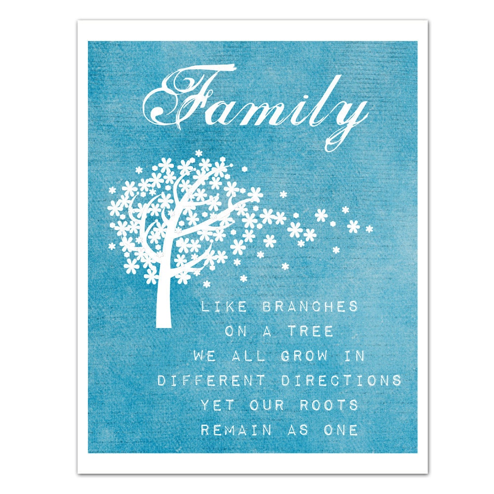 Family Branches, Family Quote Wall Art, Inspirational Print, Family Roots, Gifts Under 25, 8x10 Print