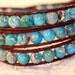 Turquoise Leather Wrap Bracelet - Chan Luu Style - Jasper