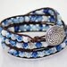 Leather Wrap Bracelet - Chan Luu Inspired Blue Beaded - Brown Leather