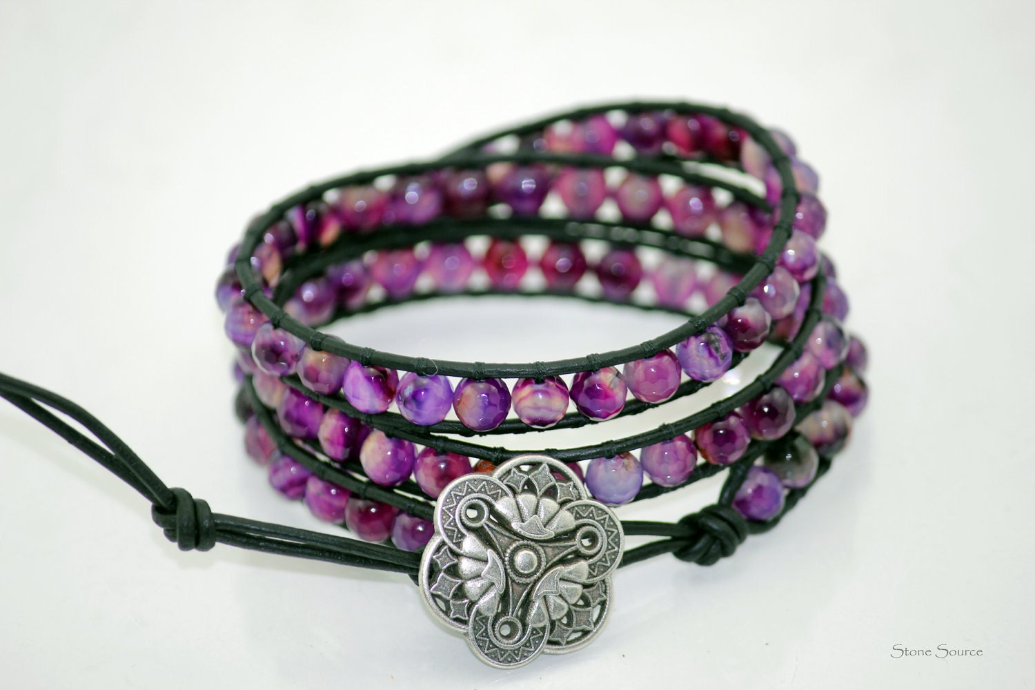 Purple Wrap Bracelet - Faceted Gemstones - Chan Luu Style