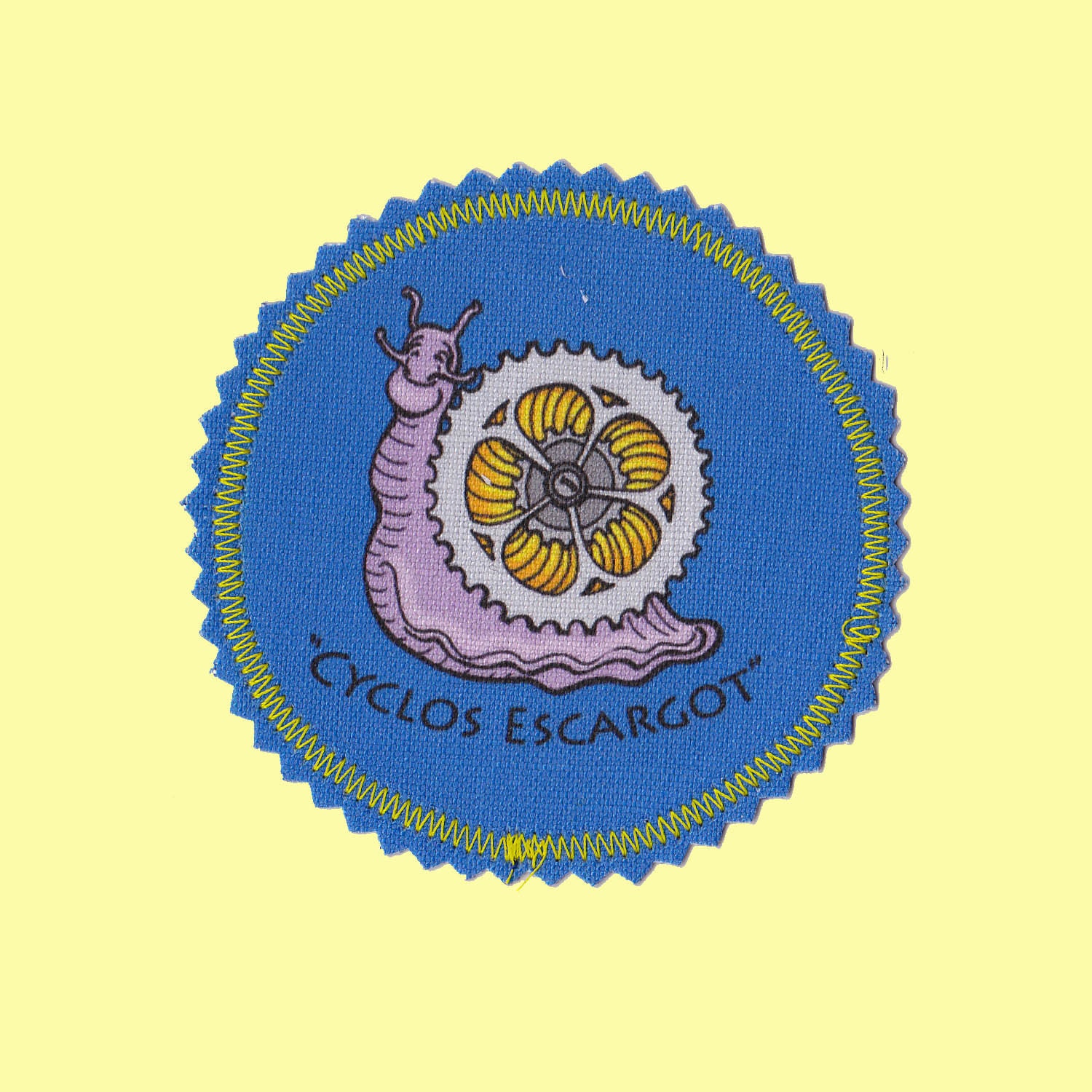 Cyclos Escargot Iron On Patch, for the not so speedy cyclist