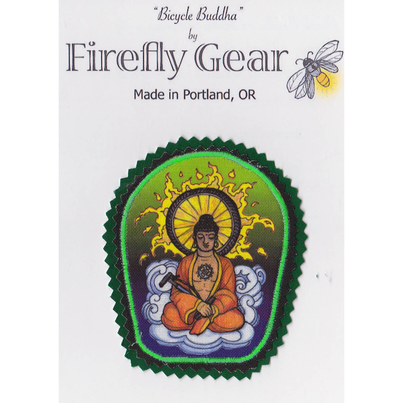 Bicycling Buddha Iron On Patch