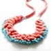 necklace frosted coral crochet beaded tangerine light blue