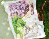 wild violets . ring bearer pillow . vintage seed catalog . for a shabby chic wedding
