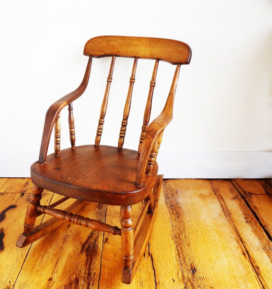 Antique Child's Rocking Chair, Plank Seat