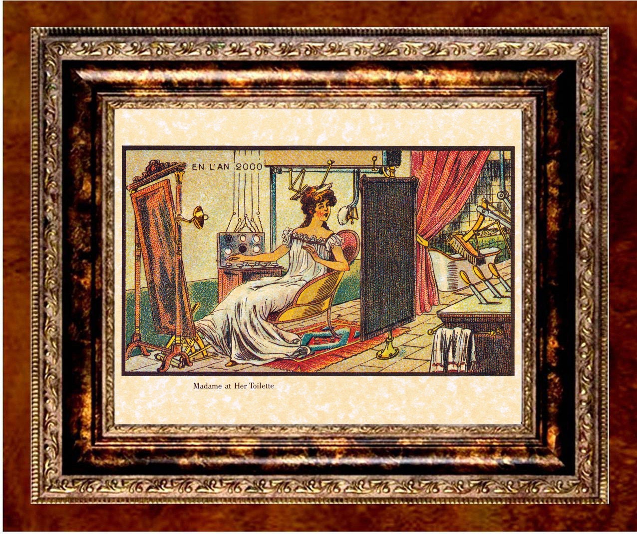 France in 21st Century - Madame at her Toilette - 1899 Card Art Print - Printed on Parchment Paper