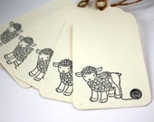 Gift Tags, Lamb Unwound, Cream Set of 5, for Knit, Crochet, Yarn Gifts