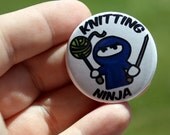 Pin Back Button Knitting Ninja Flair 1.5 inch