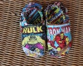 Avengers/ Super Hero Slippers/ CHILDREN'S Slippers , Non-Skid Sole, made with Avengers, Marvel Comic Fabric, Iron Man and Hulk