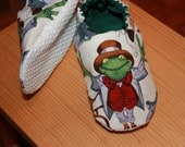 Toddler/Children's  Non-skid Slippers made with Vintage Mr. Frog Fabric