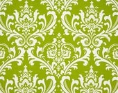 TABLE RUNNER Chartreuse Green and White Damask Table Runner - Table Runners For Weddings or Home Decor- Customizable