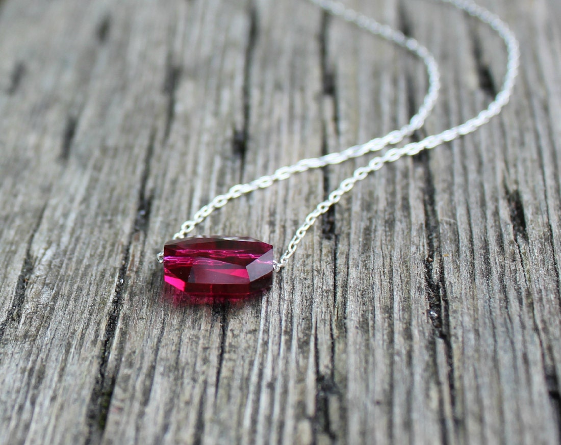 Red Necklace - Ruby Red in a Modern Floating Style