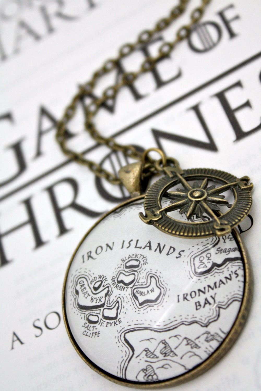 Game of Thrones 'Iron Islands' Map Book Page Necklace
