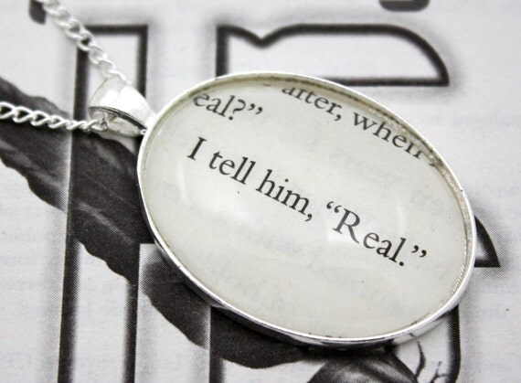 Hunger Games 'I Tell Him, 'Real'' Book Page Necklace