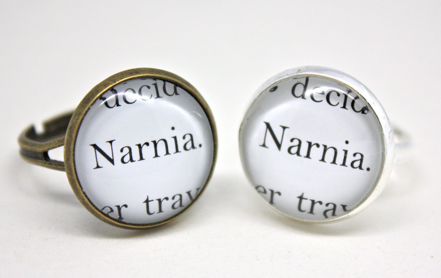 Narnia Book Page Ring in Silver or Antique Bronze