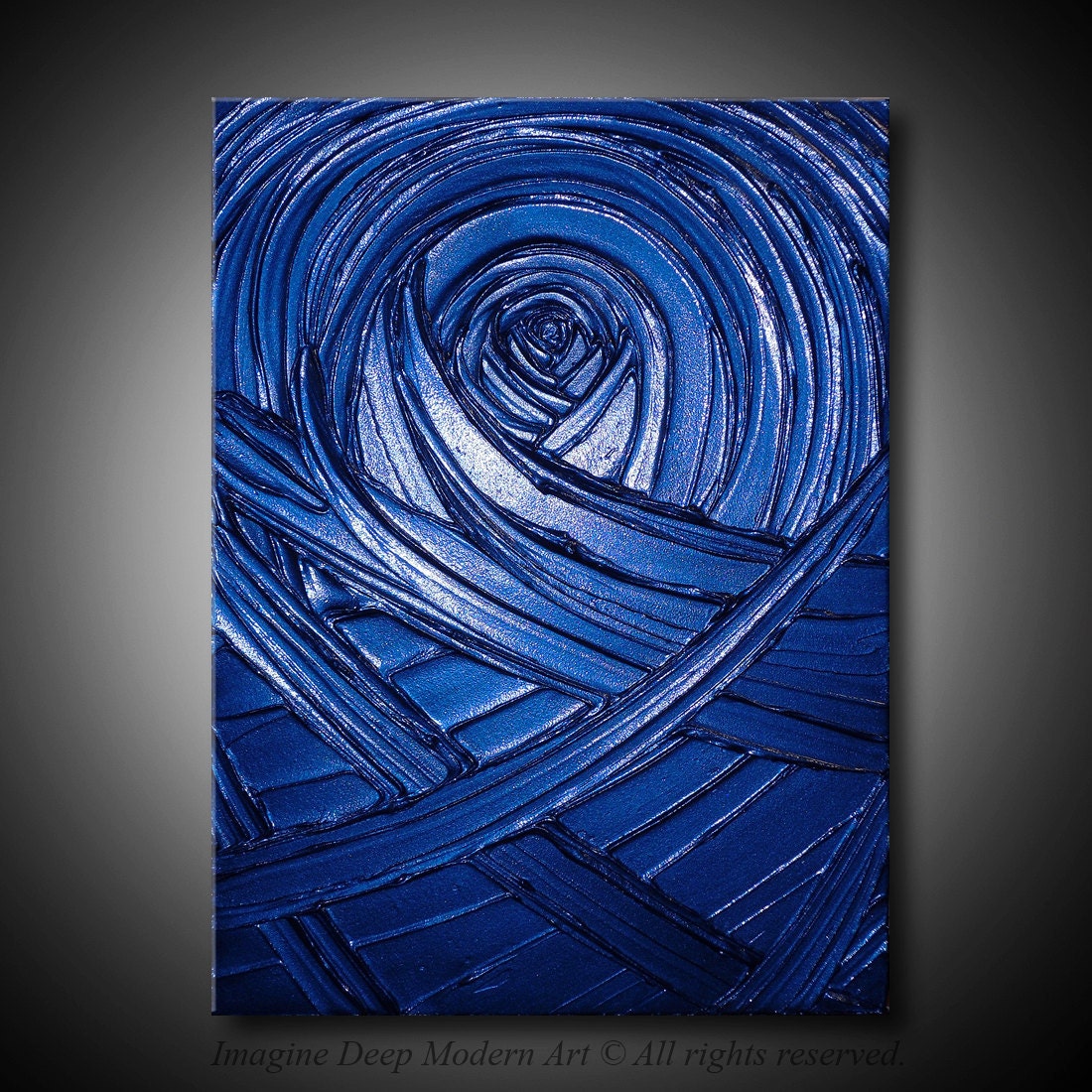 Blue Painting Indigo Royal Navy Blue - Healing Sapphire Creation - 18x24 High Quality Original Textural Sculptural Impasto Modern Fine Art