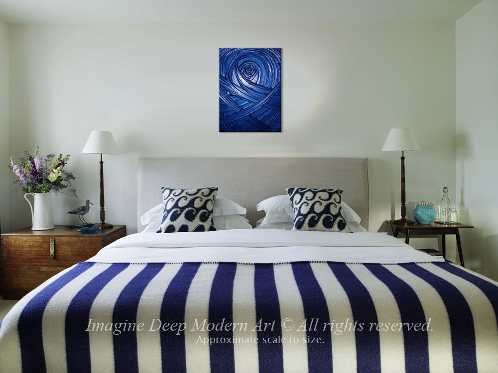 Blue Painting Indigo Royal Navy Blue - Healing Sapphire Creation - 18x24 High Quality Original Textural Sculptural Impasto Modern Fine Art