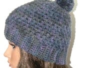 Shades of Blue Winter Hat with Pom Pom