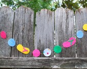 Summer Felt Garland Flip Flops - 4 ft, Hand-Cut Felt Summer Motif