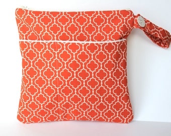 Baby Diaper Wet Bag  Wristlet Moroccan Orange