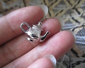 15pc 16.6x12.6mm silver  filligree teapot pendants