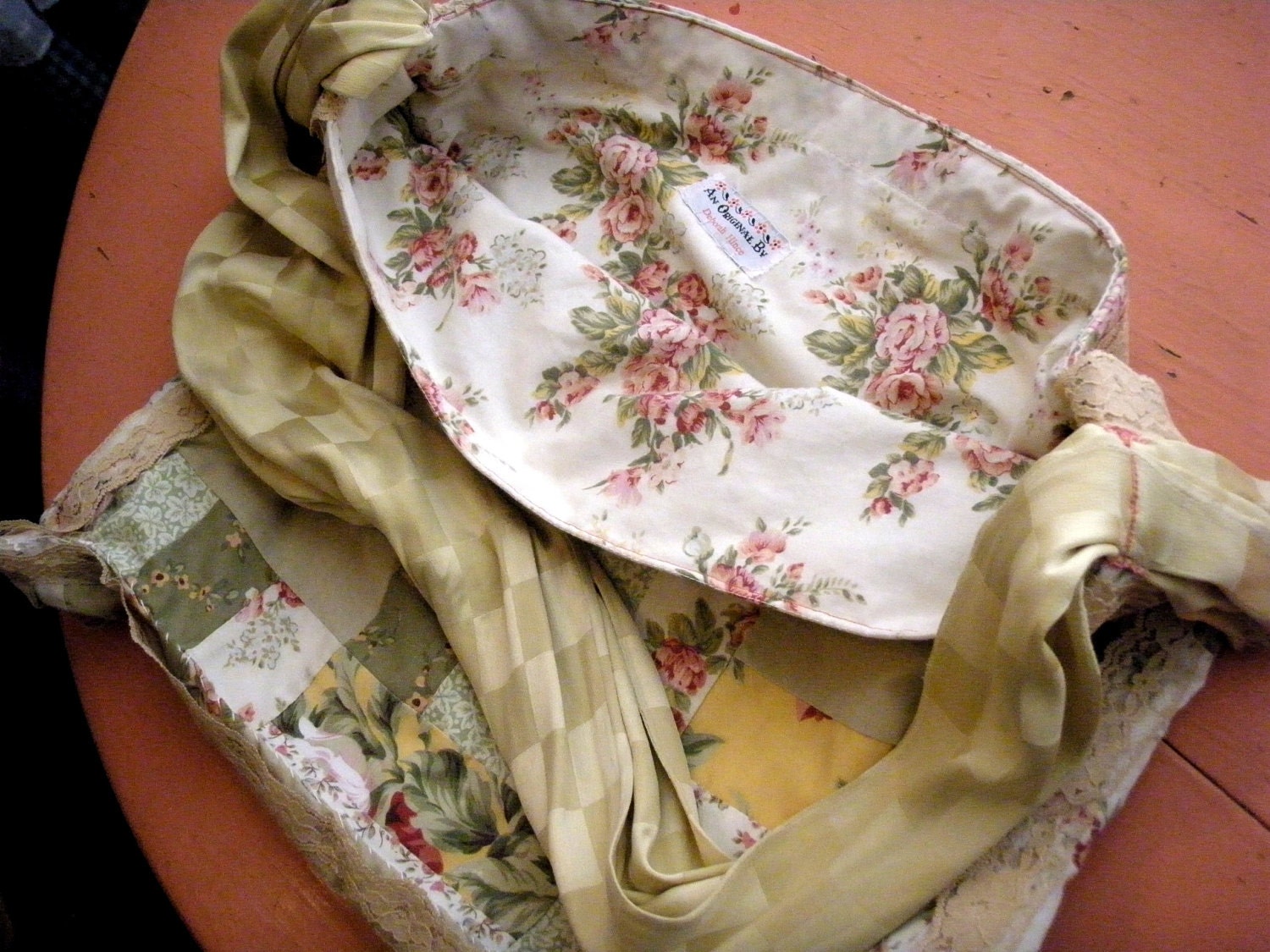 Large Hobo Messenger Bag Purse Shabby Chic Patchwork Colors Vintage Lace Handsewn Oversized Flea Market Bag