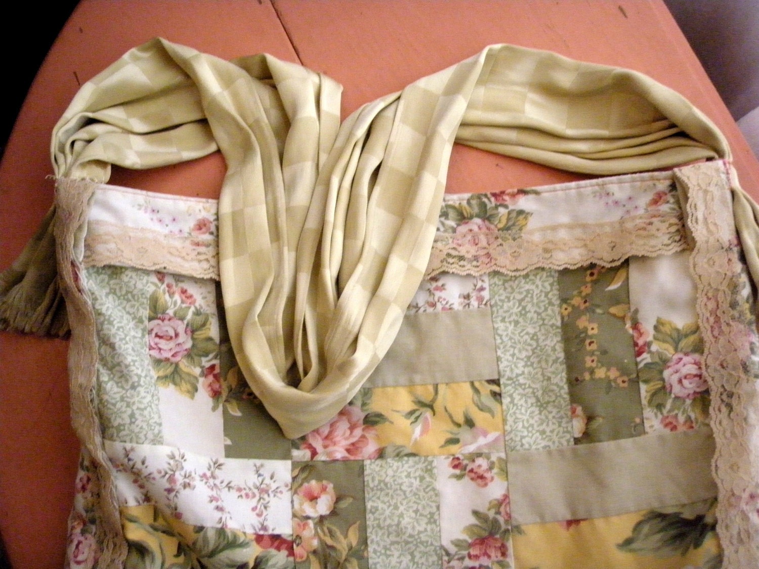 Large Hobo Messenger Bag Purse Shabby Chic Patchwork Colors Vintage Lace Handsewn Oversized Flea Market Bag