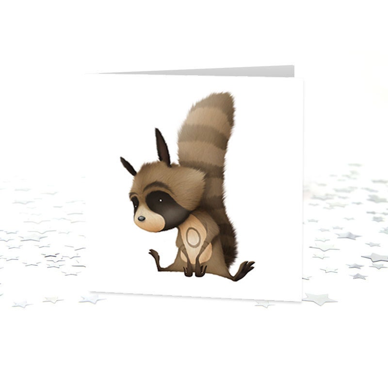 Raymond Raccoon Curious Critter greetings card (Blank)