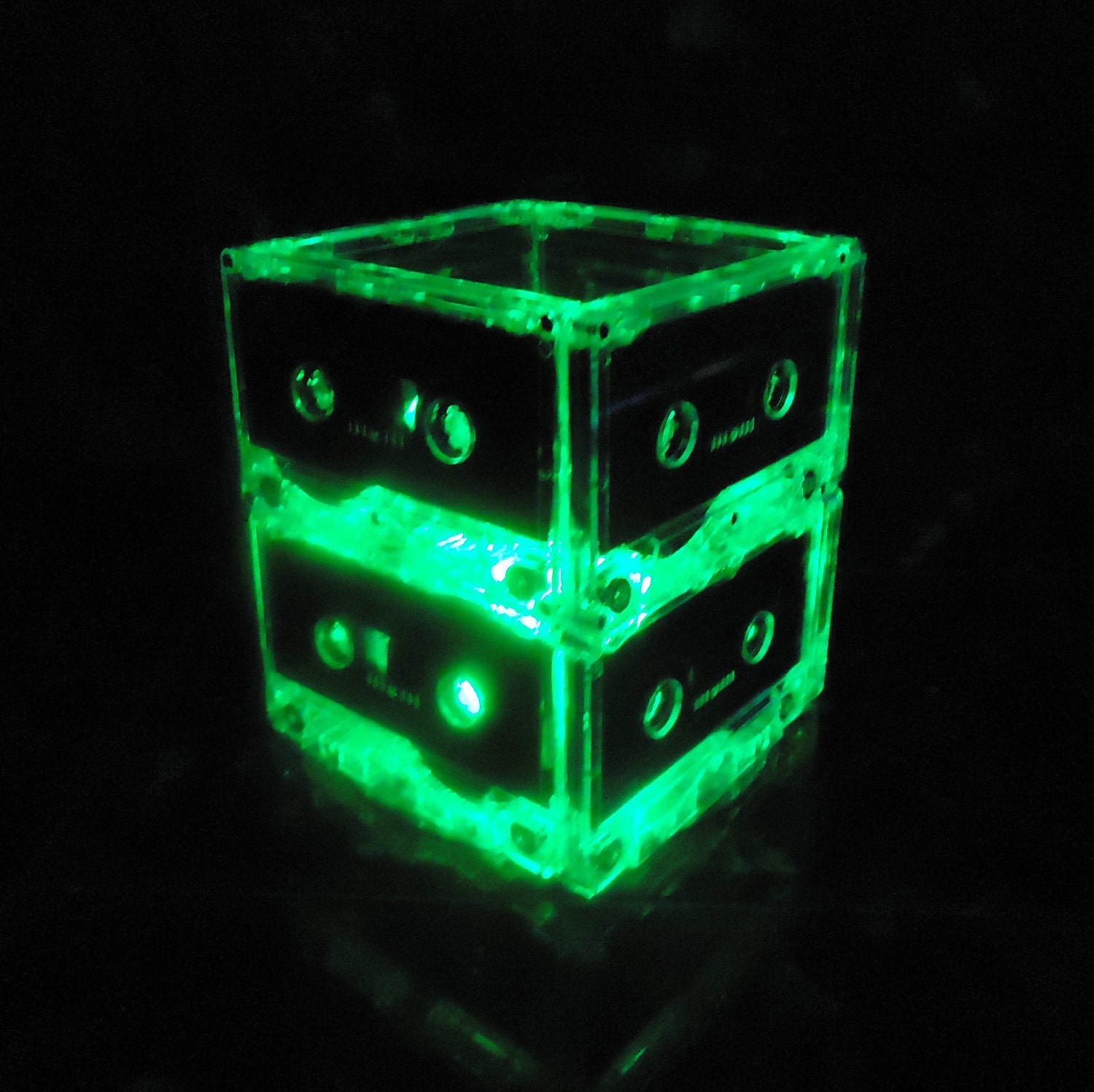 Repurposed Green MixTape Night Light Lamp Centerpiece Upcycled Retro Green light Recycled Il_570xn