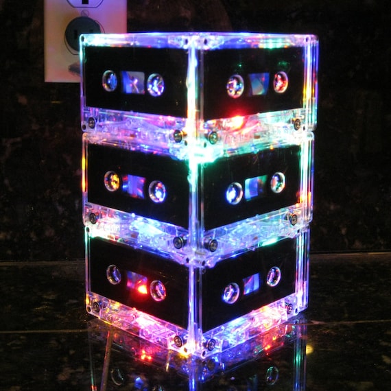 Music Art MixTape Night Light Lamp Centerpiece Rainbow colors Music Lover Cassette Tape Lamp Mood Light Il_570xn