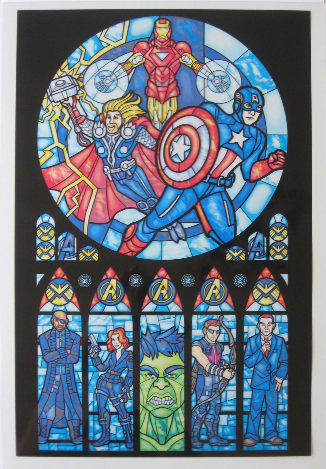 Stained Glass Avengers Print - Full Size
