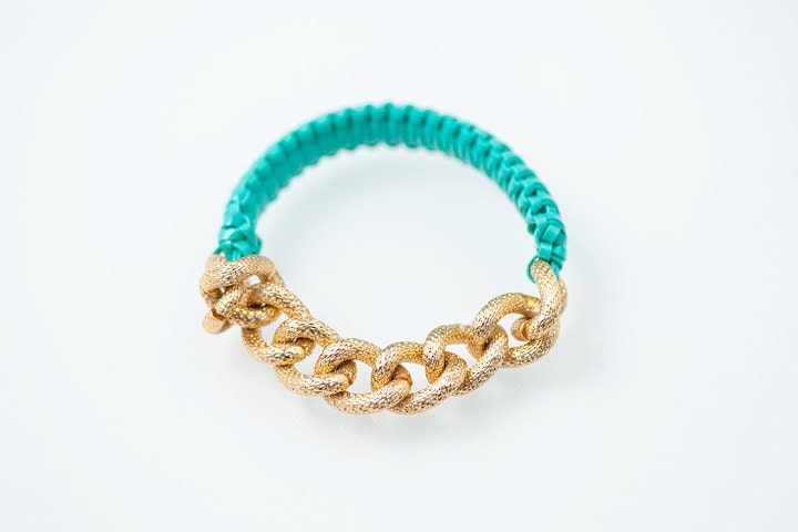 Turquoise Golden Chain- Golden Cobra bfrend bracelet PRE ORDER