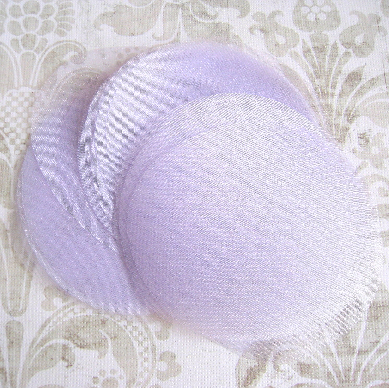 Lilac Organza Fabric Circles to make Fabric Flowers