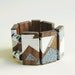 Gray and White Hand Painted Walnut Wood Bracelet with Hex Nuts