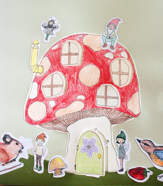 Woodland Fairy and Gnome Craft Kit for Kids ages 5 and up, Peekaboo Mushroom House DIY Paper Craft Kit