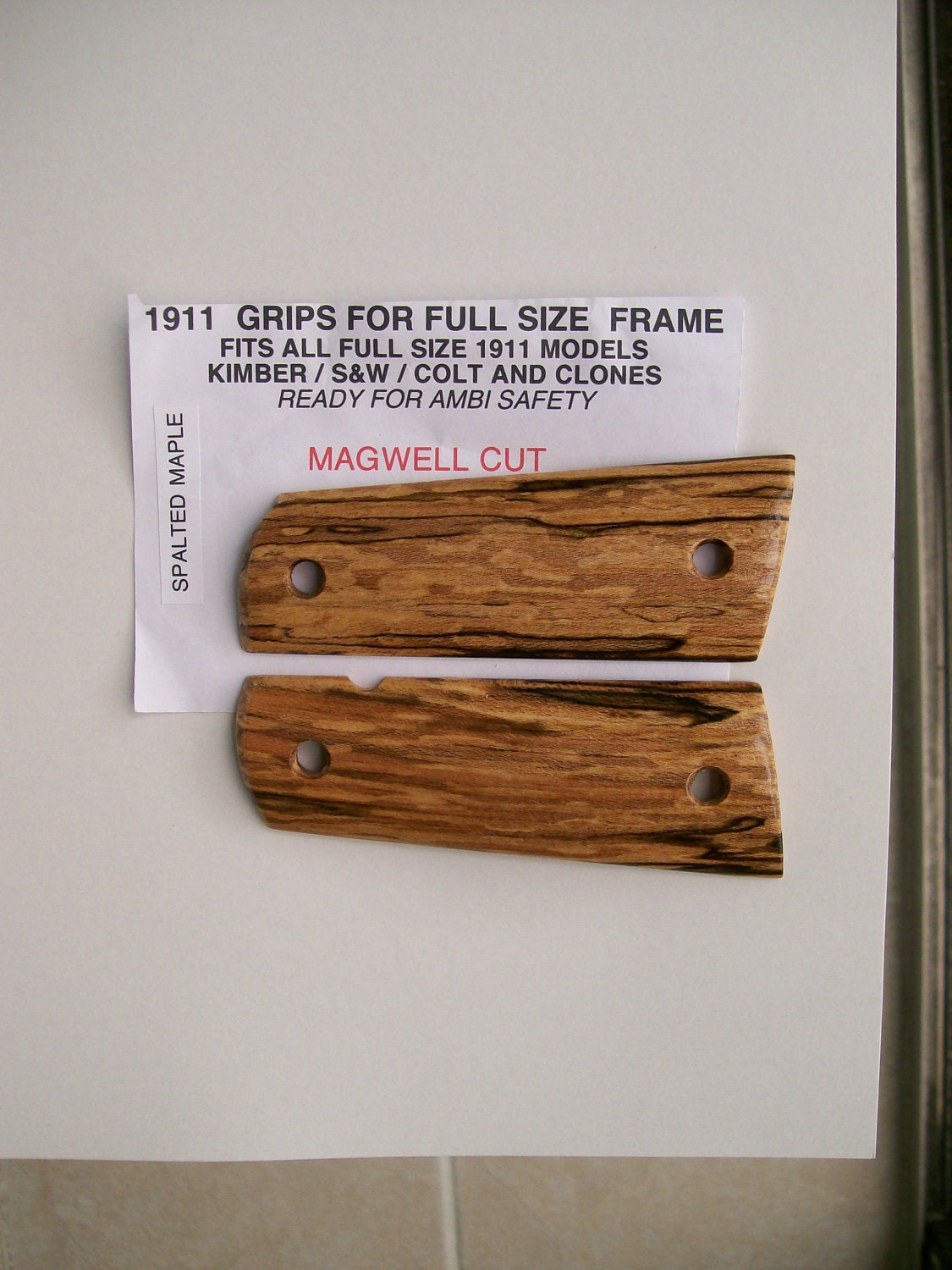 Custom Made 1911 Gun Grip-Spalted Maple / Magwell cut