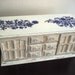 Large Cream/Bue Flora decoupaged Vintage Style Wooden Jewelry Box