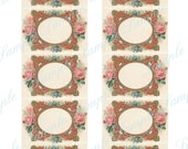Victorian Pink Roses Labels Digital Collage Sheet - VINTAGE images -  INSTANT Printable Download